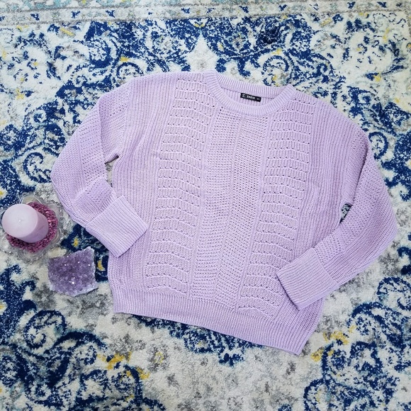 SHEIN Sweaters - SHEIN Lavender Purple Eyelet Cuffed Knit Sweater S